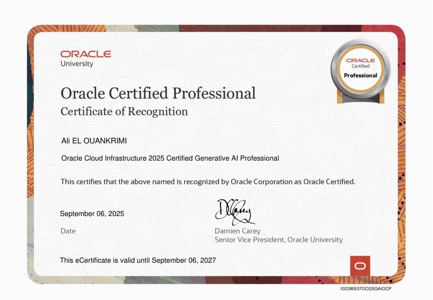Oracle Cloud Infrastructure 2025 Certified Generative AI Professional